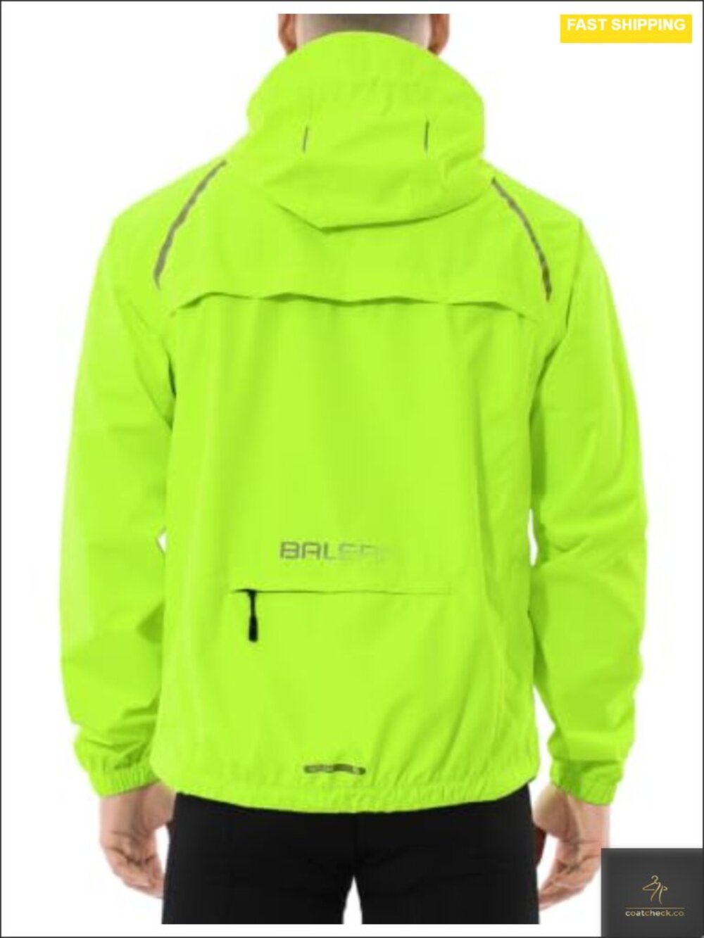 Men's Waterproof Rain Jacket Lightweight Hooded Packable Reflective Outdoor